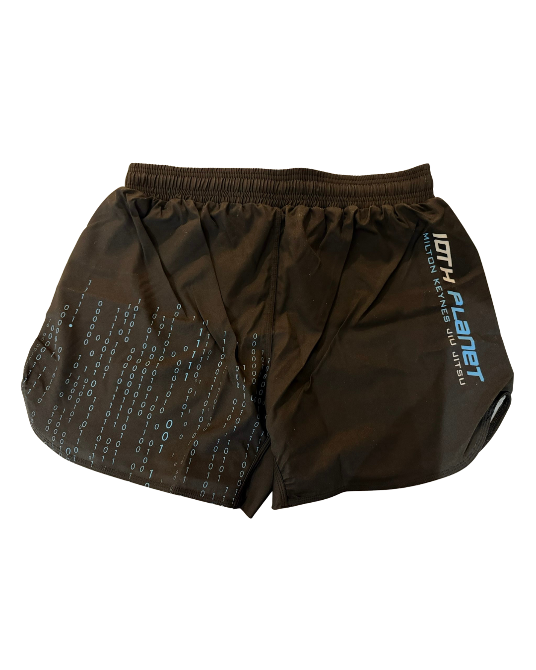 black bjj shorts with 10th planet milton keynes branding