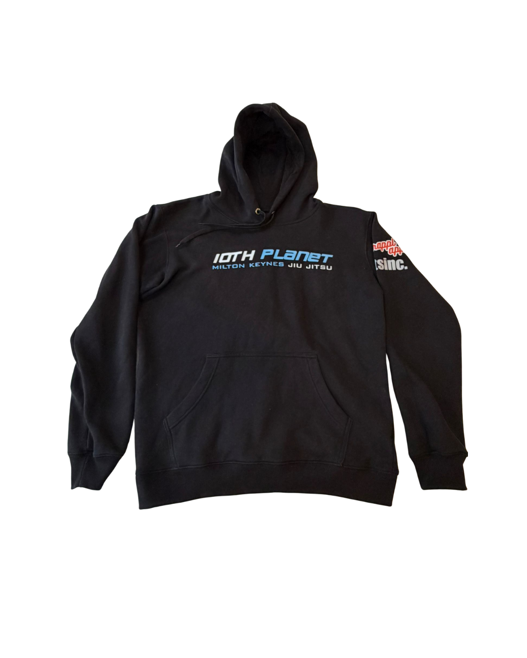 Black hoodie with 10th planet milton keynes branding