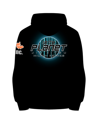 Black hoodie with '10th Planet' logo on a white background