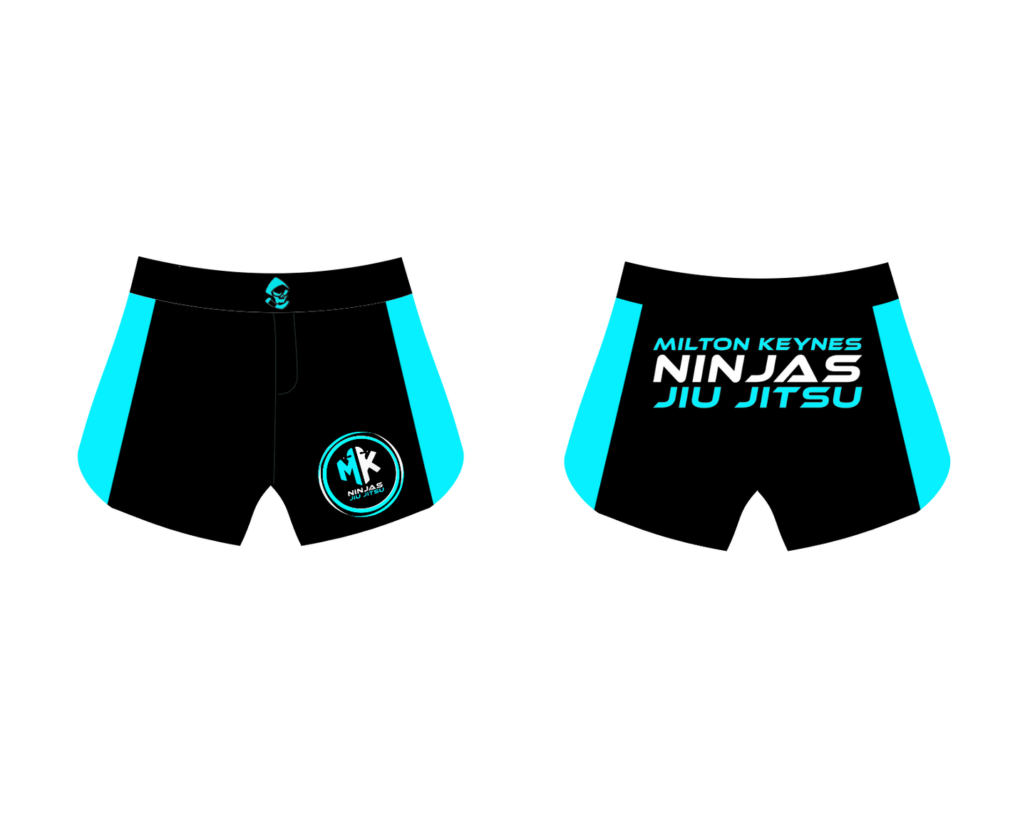 bjj shorts design with mk ninjas branding
