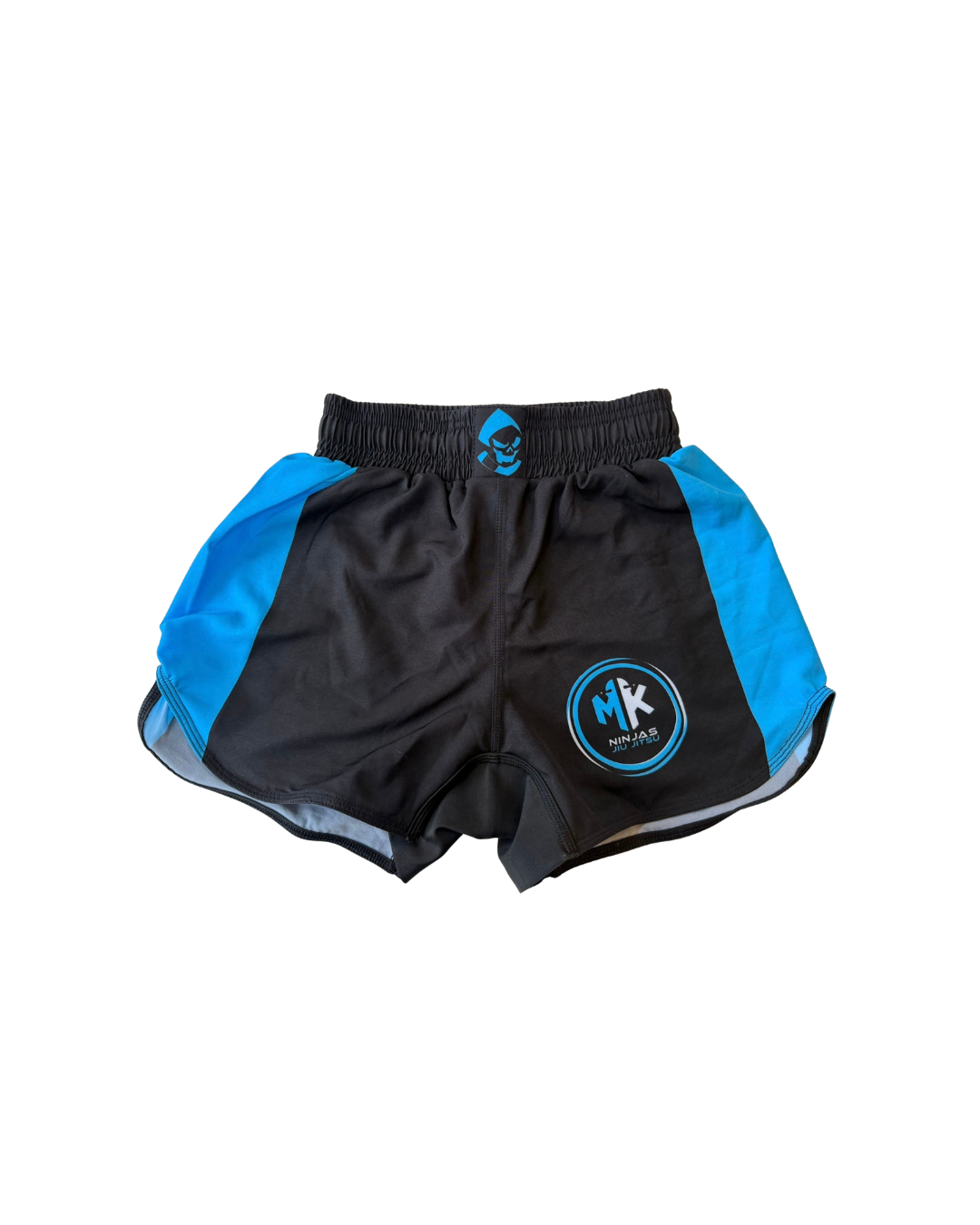Black and blue shorts with mk ninjas logo